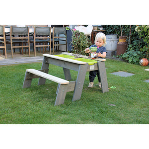 Sand and water table with Picnic and Aksent Bench