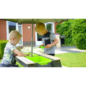 Sand and water table with Picnic, Parasol, Tools and two Benches