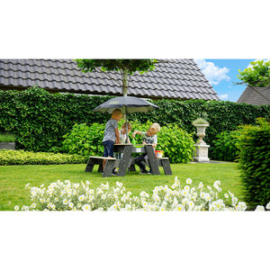 Sand and water table with Picnic, Parasol, Tools and two Benches