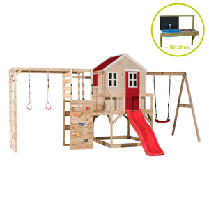 Parc infantil per a jardí My Lodge amb gronxador, tobogan, gimnàs i cuina