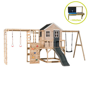 Parc infantil per a jardí My Lodge amb gronxador, tobogan, gimnàs i cuina