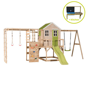 Parc infantil per a jardí My Lodge amb gronxador, tobogan, gimnàs i cuina