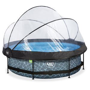 EXIT Stone Pool 305x76 with Filter Pump and Dome - Gray