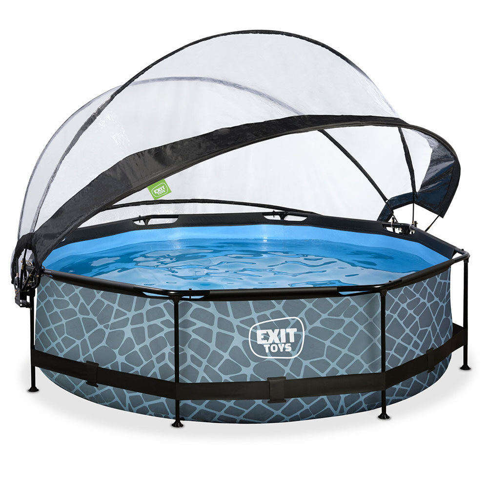 EXIT Stone Pool 305x76 with Filter Pump and Dome - Gray