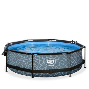 EXIT Stone Pool 305x76 with Filter Pump and Dome - Gray