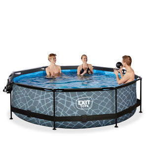 EXIT Stone Pool 305x76 with Filter Pump and Dome - Gray