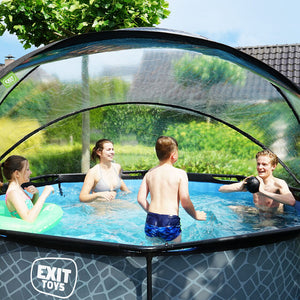 EXIT Stone Pool 305x76 with Filter Pump and Dome - Gray