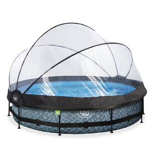 EXIT Stone pool 366x76 with filter pump and dome - Gray