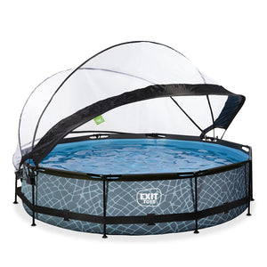 EXIT Stone pool 366x76 with filter pump and dome - Gray