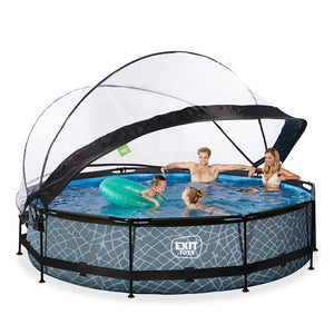 EXIT Stone pool 366x76 with filter pump and dome - Gray