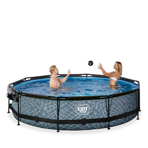 EXIT Stone pool 366x76 with filter pump and dome - Gray