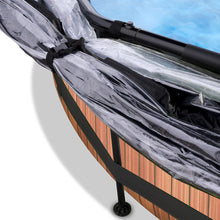 Load image into Gallery viewer, EXIT Wood swimming pool 366x76 with filter pump and dome - Brown
