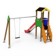 Load image into Gallery viewer, Classic 4 playground with swing for public use
