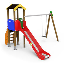 Load image into Gallery viewer, Classic 4 playground with swing for public use
