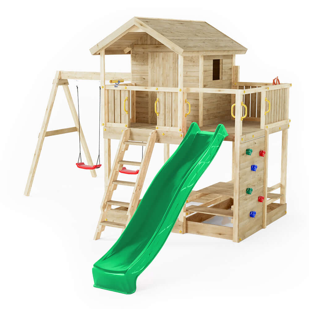 Madera Casita De Plastico Con Resbaladilla De Madera Casitas