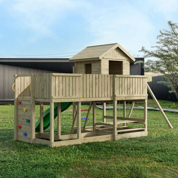 Parque Infantil Fungoo Longstepper con tobogán Verde