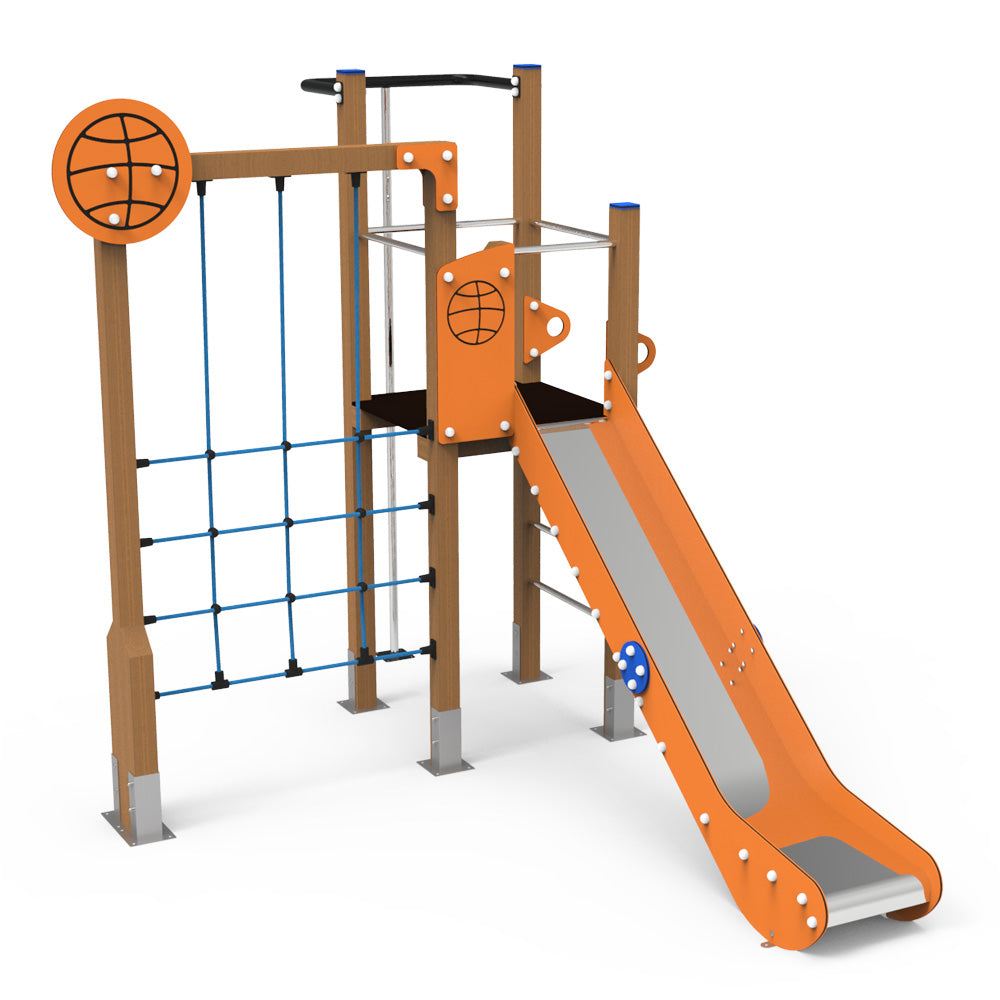 Sport 3 playground with climbing net for public use