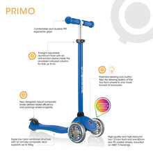 Load image into Gallery viewer, Primo three-wheeled scooter with lights - Blue
