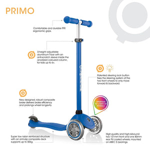 Primo three-wheeled scooter with lights - Blue