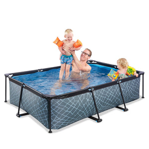 Exit Stone Pool 220x150x65 with Filter Pump - Gray