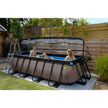 Load image into Gallery viewer, Exit Wood swimming pool 400x200x100 with sand filter, ladder and dome - brown
