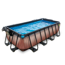 Load image into Gallery viewer, Exit Wood swimming pool 400x200x100 with sand filter, ladder and dome - brown
