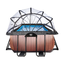 Load image into Gallery viewer, Exit Wood swimming pool 400x200x100 with sand filter, ladder and dome - brown
