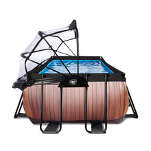 Load image into Gallery viewer, Exit Wood swimming pool 400x200x100 with sand filter, ladder and dome - brown
