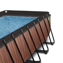 Load image into Gallery viewer, Exit Wood swimming pool 400x200x100 with sand filter, ladder and dome - brown
