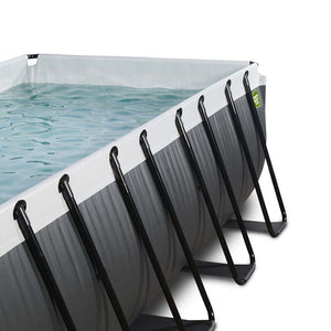 Piscina Exit Black 400x200x100 amb filtre de sorra, escala i cúpula - negre