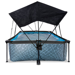 EXIT Stone pool 220x150x65 with filter pump and awning - gray