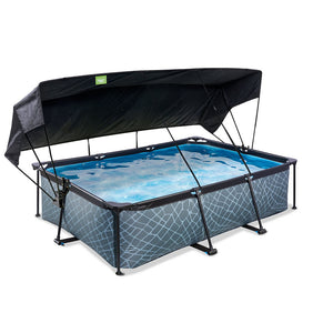 EXIT Stone pool 220x150x65 with filter pump and awning - gray