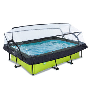 Piscina EXIT Lime 220x150x65 amb bomba de filtre i coberta - verd