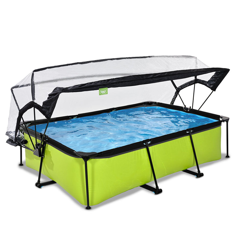 Piscina EXIT Lime 220x150x65 amb bomba de filtre i coberta - verd