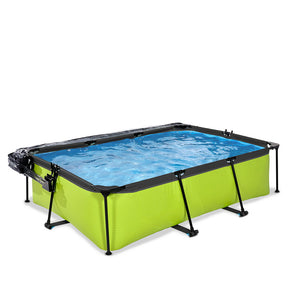 Piscina EXIT Lime 220x150x65 amb bomba de filtre i coberta - verd