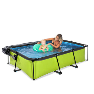 Piscina EXIT Lime 220x150x65 amb bomba de filtre i coberta - verd