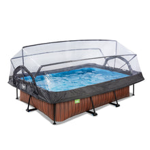 Load image into Gallery viewer, EXIT Wood pool 220x150x65 with filter pump and cover - brown
