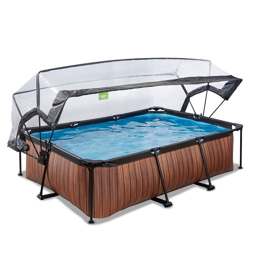 EXIT Wood pool 220x150x65 with filter pump and cover - brown