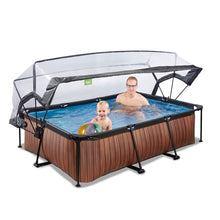 Load image into Gallery viewer, EXIT Wood pool 220x150x65 with filter pump and cover - brown
