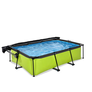 Piscina EXIT Lime 220x150x65 amb bomba de filtre i tendal - verd