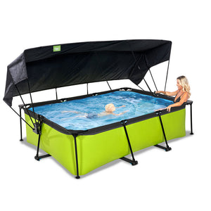 Piscina EXIT Lime 220x150x65 amb bomba de filtre i tendal - verd