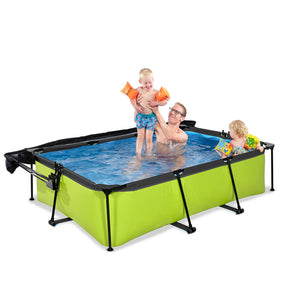 Piscina EXIT Lime 220x150x65 amb bomba de filtre i tendal - verd