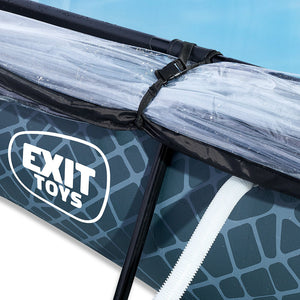 EXIT Stone pool 220x150x65 with filter pump and cover - gray