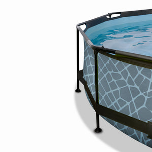 Piscina EXIT Stone 244x76 amb bomba de filtre i tendal - gris 