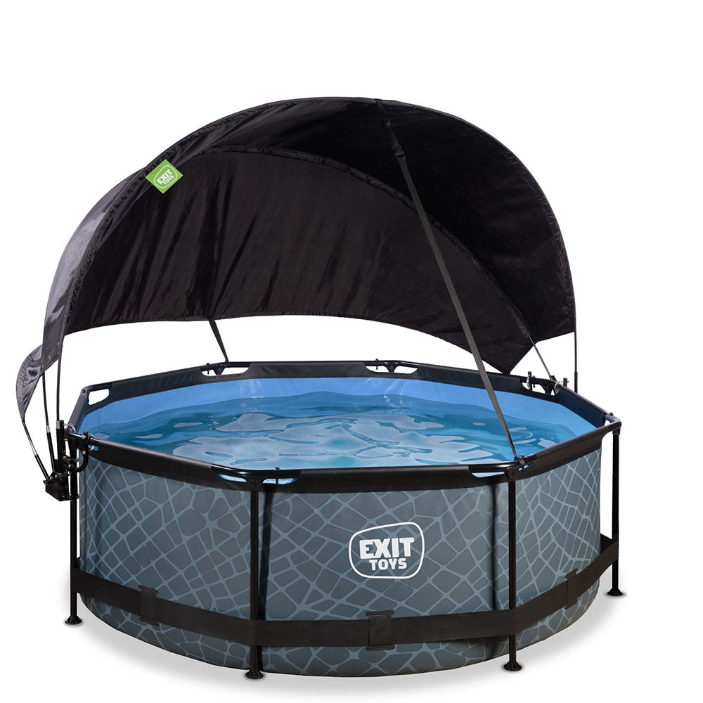 EXIT Stone pool 244x76 with filter pump and awning - gray 