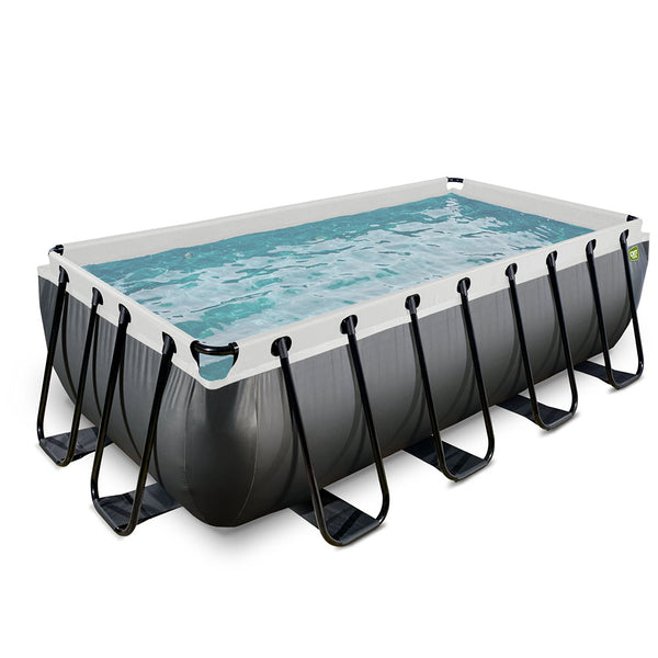 Piscina EXIT Black 400x200x100 amb filtre i escala - negre 