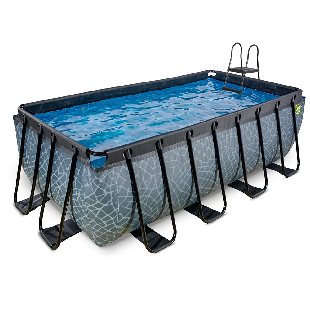 EXIT Stone pool 400x200x122 with sand filter and ladder - gray