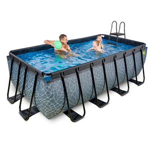 EXIT Stone pool 400x200x122 with sand filter and ladder - gray