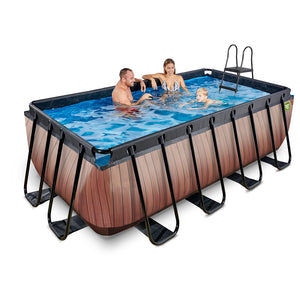 EXIT Wood Pool 400x200x122 with sand filter and ladder - brown