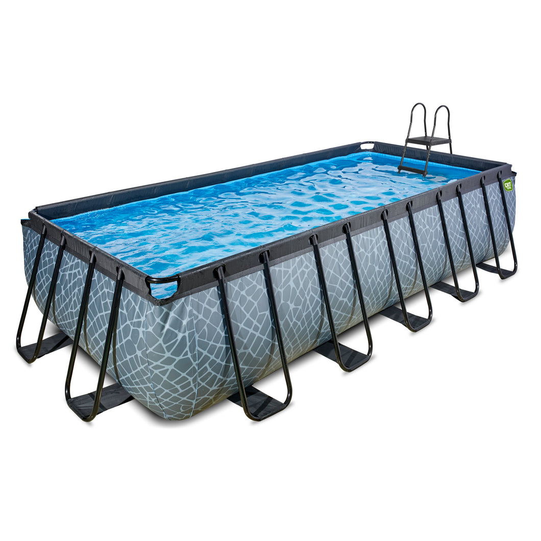 Piscina EXIT Stone 540x250x122 amb filtre de sorra i escala - gris